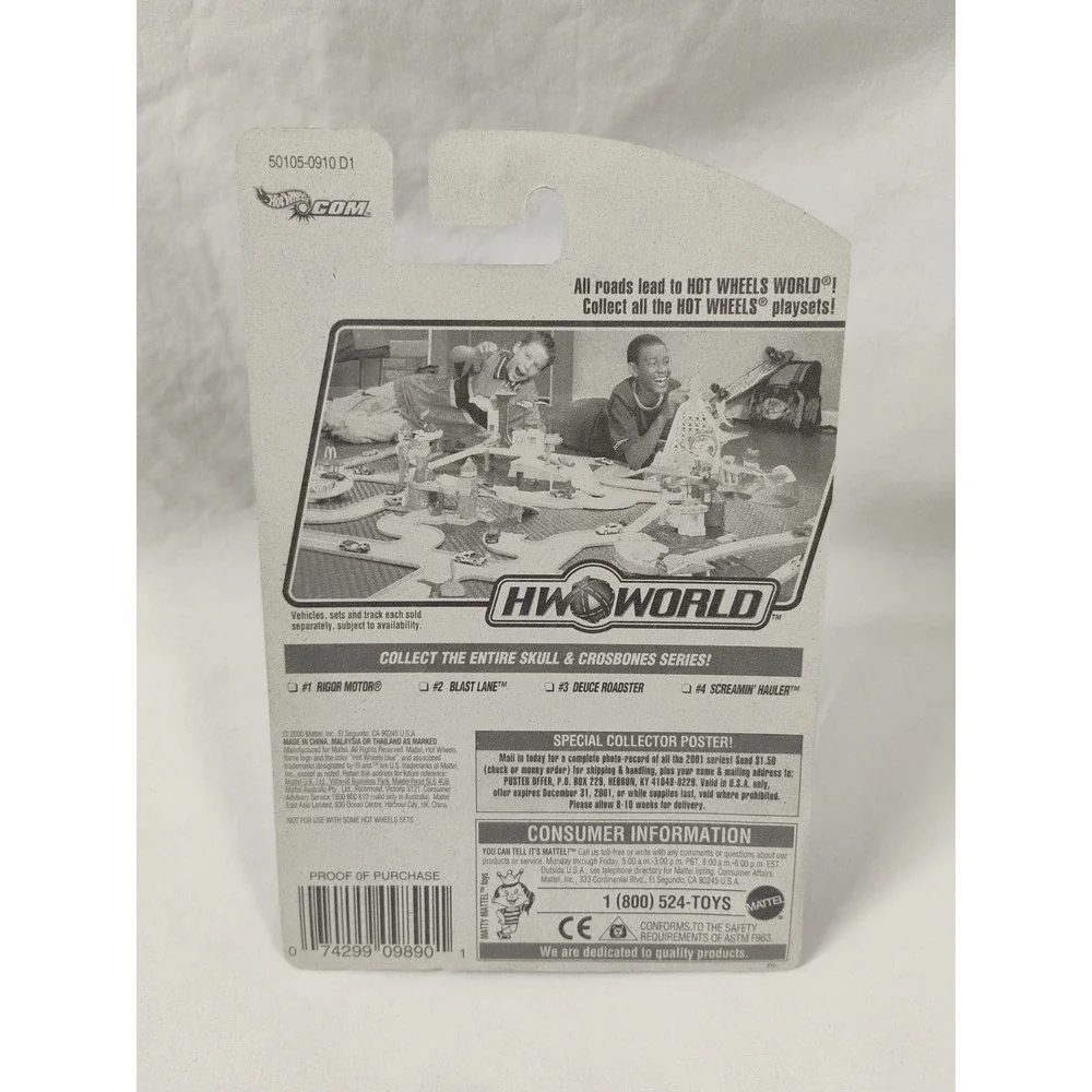 2001 Hot Wheels #070 Skull & Crossbones Series Blast Lane 2/4 Motorcycle - Picture 3 of 3